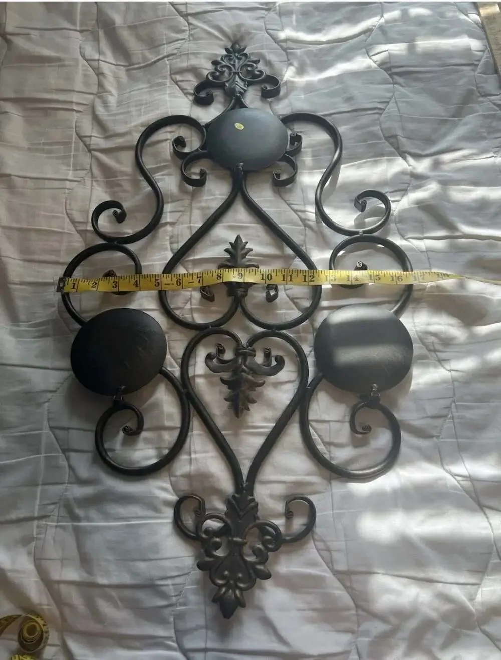 Set of 2 Decorative Black Iron Scrollwork Wall-Mount Candle Sconces
